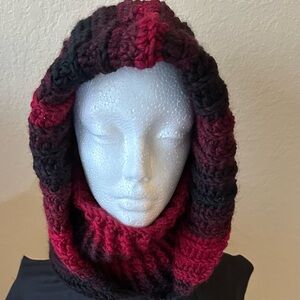 Red & Black Turtleneck Hoodie for Women & Men. Warm for cold weather.